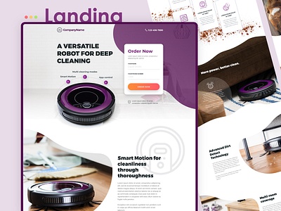 Robot Vacuum Cleaner UX/UI landing page design landing ui ux uxui web design