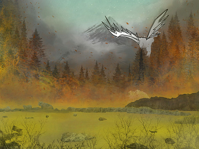 Dragon bosque (Boceto) concept art design illustration landscape