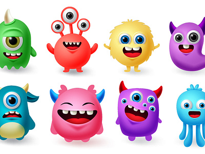 Cute Monsters character design cute design for kids graphic design illustration monsters vector