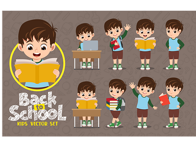 School element kids drawing set child study Vector Image