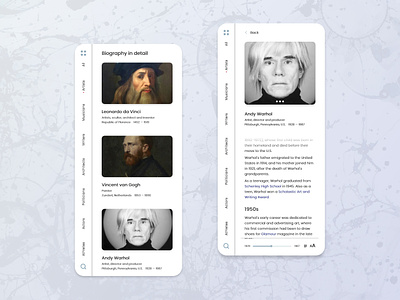 Biography In Detail app art biography concept design minimal mobile app mobile design mobile ui typography ui ux web wiki wikipedia