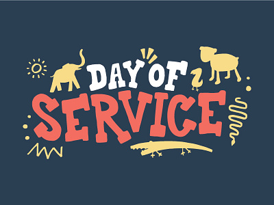 Day of Service animals playful t shirt typography zoo