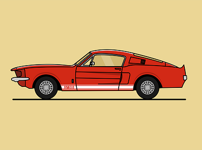 Ford Mustang GT500 design illustration vector