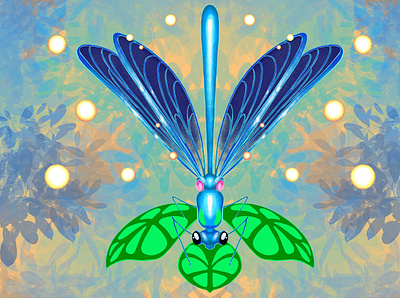 Blue dragonfly graphic design illustration