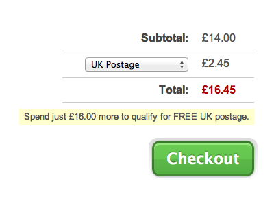 Postage Dropdown in Cart basket button cart css ecommerce interface ui ux