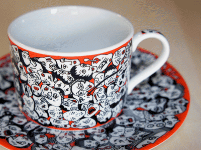 Cup and Saucer cup face illustration saucer