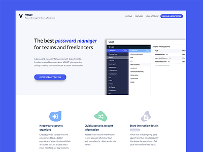 Hypervault - Password & Account Manager for teams blue manager password sharing teams vault webapp