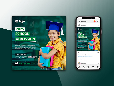 School Admission Social Media Post Design ads design graphic design post social media post