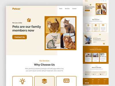 Petcor pet care web UI design