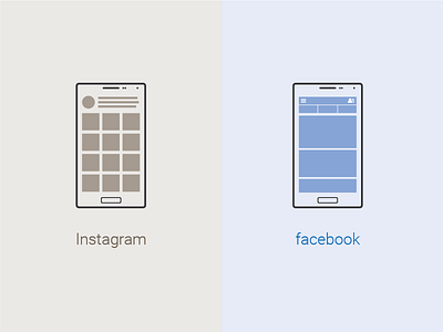 Instagram And Facebook Mobile Ui V blue brown facebook fb flat icon graphic design icon illustration instagram mobile outline ui