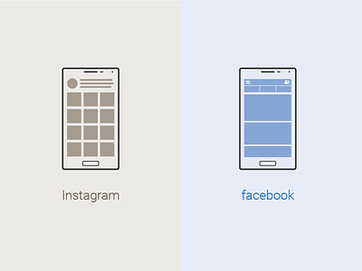 Instagram And Facebook Mobile Ui V blue brown facebook fb flat icon graphic design icon illustration instagram mobile outline ui