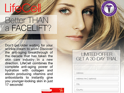 Product Page Redesign lifecell registration skincare