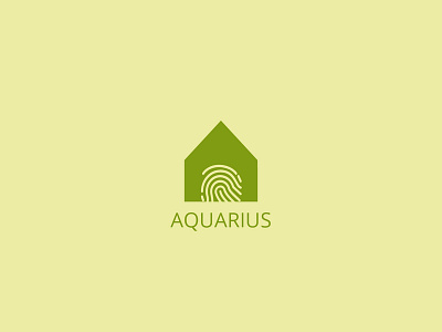 Aquarius Logo clever fingerprint flat home logo minimalist