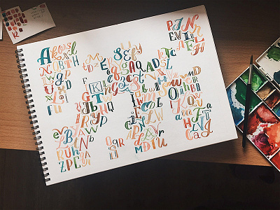 Alphabet Inspired by Guilin alphabet lettering travel type typography watercolor