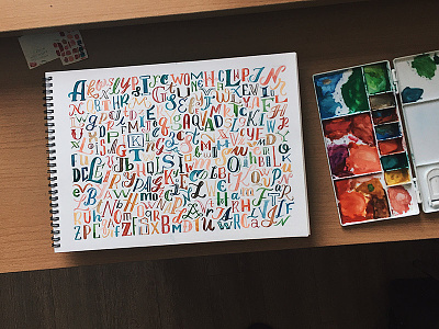 Alphabet Inspired by Guilin (Finished) alphabet lettering travel type typography watercolor