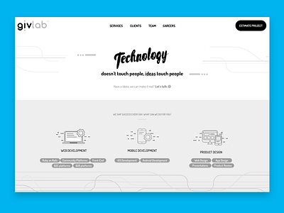 Work in progress, home page wireframe black and white bw landing page technology wireframe