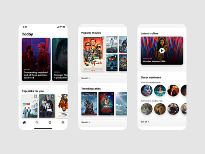 Movie app – Frontpage app app design cinema clean minimal movie movie app ui user interface