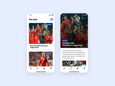 Football app - For you app app design clean concept design football minimal soccer ui ux