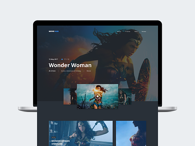 Movie Hub - Wonder Woman cinema clean concept design film minimal modern movie ui ux web wonder woman