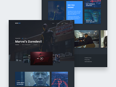 Movie Hub - Daredevil cinema clean concept daredevil dark hub marvel movie ui ux web website