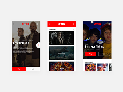 Netflix Redesign - Mobile app minimal movies netflix redesign streaming tv series ui ux web