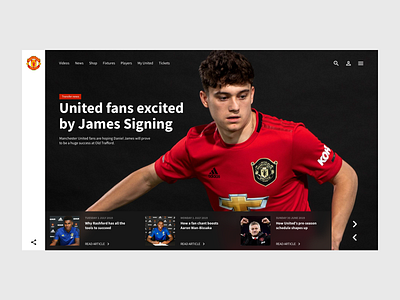 Front page - Man Utd Concept design football man utd manchester united minimalist sport ui ux website website concept