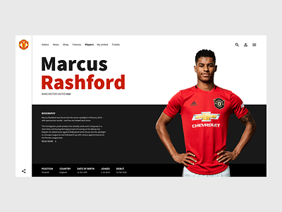 Player page - Man Utd Concept man utd manchester united marcus rashford player page sport design ui user interface website concept