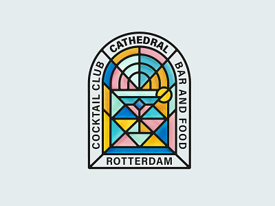 Cathedral Cocktail Club bar cathedral church club cocktail color drinks food illustration logo rotterdam stained glass