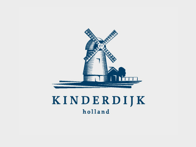 Logo Kinderdijk Holland blue dutch holland logo render the nederlands windmill