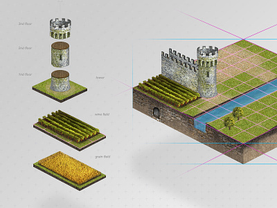 The Kingdom Game Interface age build castle empire game grain kingdom pixels tree wall wine