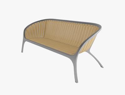 Bella Bench by Gloster 3D Model aluminum backyard bella bench by courtyard garden gloster metal outdoor park patio props residential sofa terrace wood