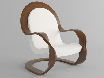 Bent Armchair 3D Model arm armchair bended bent chair curve furnishings furniture wood wooden