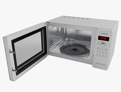Opened Microwave Oven Bosch 3D model appliance bosch furnishings kitchen microvawe microwave open oven props
