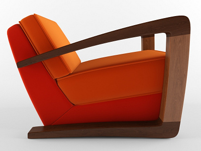 Bark Kustom Armchair 3D Model armchair bark chair interior kustom orange props seat