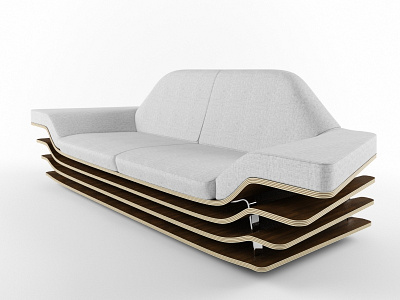 Sofa Unfolded 3D Model furniture interior props room sofa unfolded