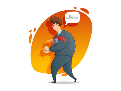 Coffee time business cartoon character coffee time design idea illustration man person symbol vector