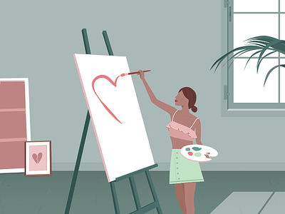Never give up girl heart heartbreak illustration lisbon love painting pastel portugal vector