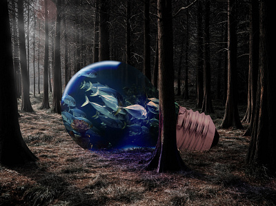 Photomontage "Bulb among trees" design graphic design illustration photomontage photoshop