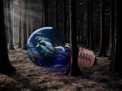 Photomontage "Bulb among trees"