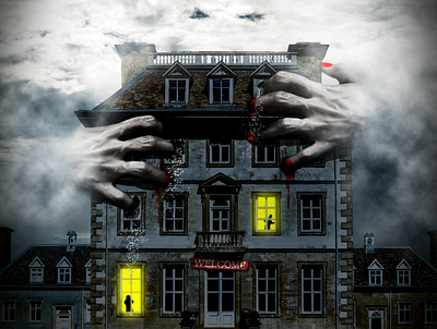 Photomontage "Scary House" design graphic design illustration photomontage photoshop