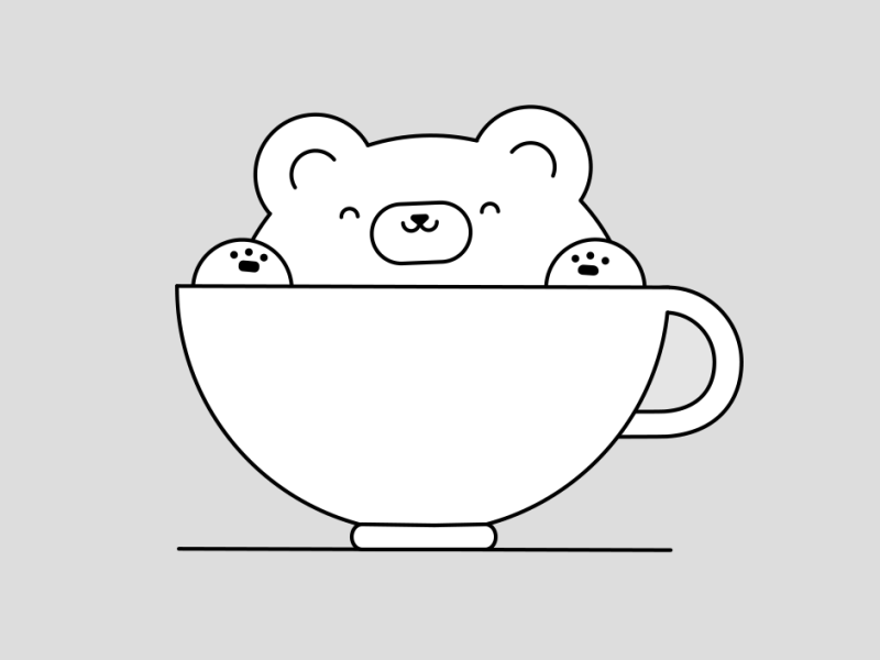 Japanese latte bear coffee coffeecup cup cute animal latte vector