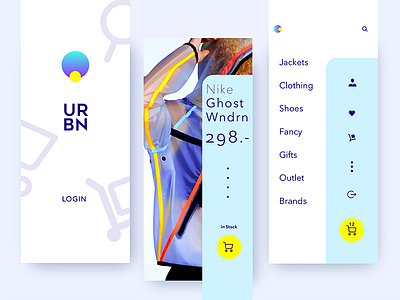 urbn shop clean interface light minimal nike pastel shop ui