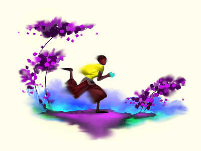 Run art boy brushes colorful fantasy illustration photoshop sports wallpaper