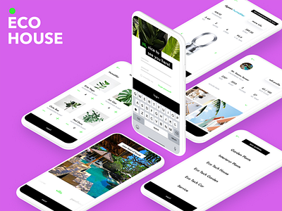 ECO HOUSE app clean ecosystem home interface logo minimal ui ux