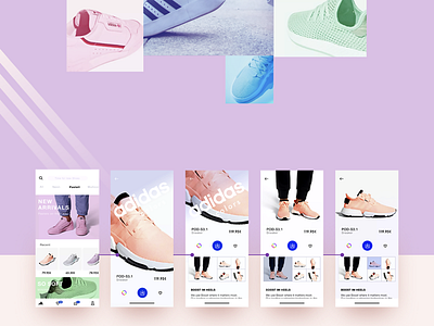 adidas color app concept app brand clean colorful interface minimal pastel shop sneakers uidesign