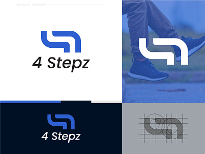 4 Stepz creative design footwear icon logo minimal shoe