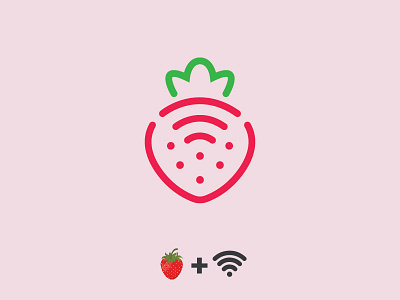Strawberry Communication app communication fruit icon logo minimal strawberry wifi