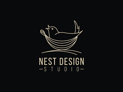 Nest Design Studio bird creative design icon lineart logo minimal nest studio