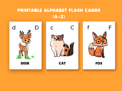 Alphabet Flash cards animal card cute design flashcard illustration print