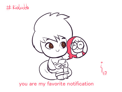 Notification art cartoon character design cute design. word love